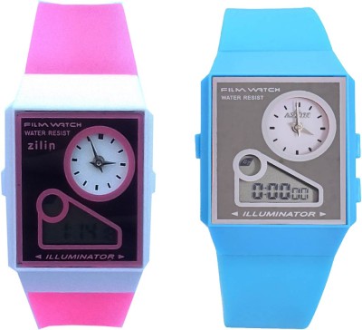Fashion Gateway Analog&Digital watch with Stopwatch Feature (fk42) Pink::Blue (Pack of 2) Watch  - For Boys & Girls   Watches  (Fashion Gateway)