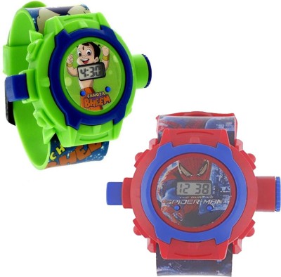 Fashion Gateway ( Chota Bheem and Spiderman ) (fk66) Green::Red Watch  - For Boys & Girls   Watches  (Fashion Gateway)