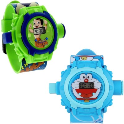 Fashion Gateway ( Chota Bheem and Doraemon ) (fk68) Green::Blue Watch  - For Boys & Girls   Watches  (Fashion Gateway)