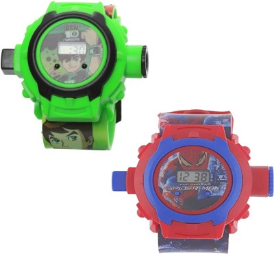 Fashion Gateway ( Ben 10 and Spiderman ) (fk65) Green::Red Watch  - For Boys & Girls   Watches  (Fashion Gateway)