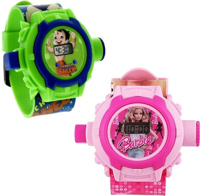 Fashion Gateway ( Chota Bheem and Barbie ) (fk70) Green::Pink Watch  - For Boys & Girls   Watches  (Fashion Gateway)