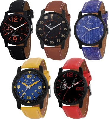 Jack Klein Combo of Stylish And Elegant 5 Graphic Quartz Watch  - For Men   Watches  (Jack Klein)