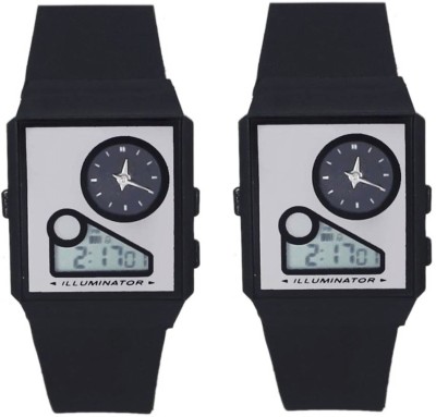 Fashion Gateway Analog&Digital watch with Stopwatch Feature (fk23) Black (Pack of 2) Watch  - For Boys & Girls   Watches  (Fashion Gateway)