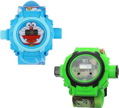 Fashion Gateway ( Doraemon and Ben 10 ) (fk53) Blue::Green Watch  - For Boys & Girls   Watches  (Fashion Gateway)