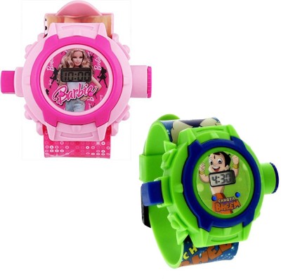 Fashion Gateway ( Barbie and Chota Bheem ) (fk60) Pink::Green Watch  - For Boys & Girls   Watches  (Fashion Gateway)
