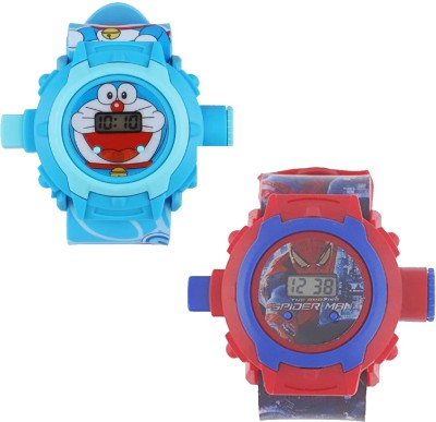 Fashion Gateway ( Doraemon and Spierman ) (fk51) Blue::Red Watch  - For Boys & Girls   Watches  (Fashion Gateway)