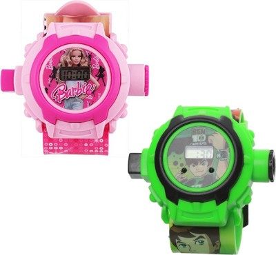 Fashion Gateway ( Barbie and Ben 10 ) (fk55) Blue::Green Watch  - For Boys & Girls   Watches  (Fashion Gateway)