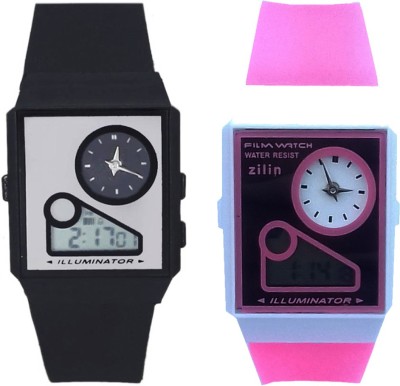 Fashion Gateway Analog&Digital watch with Stopwatch Feature (fk26) Black::Pink (Pack of 2) Watch  - For Boys & Girls   Watches  (Fashion Gateway)