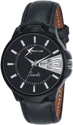 Rich Club RC-0369 Black Coloured Day And Date Leather Strap Watch  - For Men   Watches  (Rich Club)