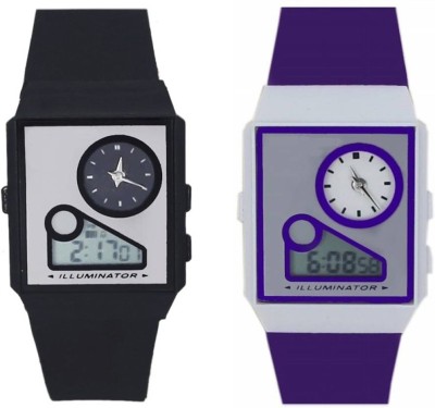 Fashion Gateway Analog&Digital watch with Stopwatch Feature (fk25) Black::Purple (Pack of 2) Watch  - For Boys & Girls   Watches  (Fashion Gateway)