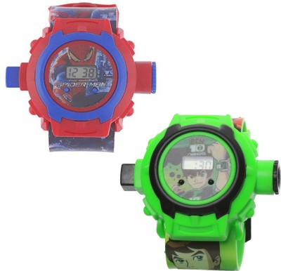 Fashion Gateway ( Spiderman and Ben 10 ) (fk47) Red::Green Watch  - For Boys & Girls   Watches  (Fashion Gateway)