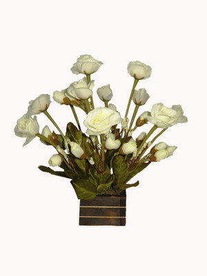 

Loxia 4177 White Rose Artificial Flower with Pot(11.4 inch, Pack of 1)