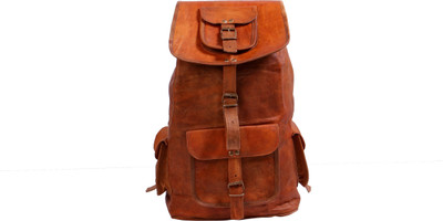

Anshika International 16 Retro Real Leather Dusky Semi Rucksack Backpack Leather Bag For Men Women Unisex 16 L Laptop Backpack(Brown)