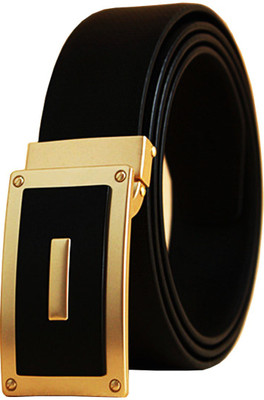 PRO365 Men Casual, Party, Formal, Evening Gold Genuine Leather Belt, Black