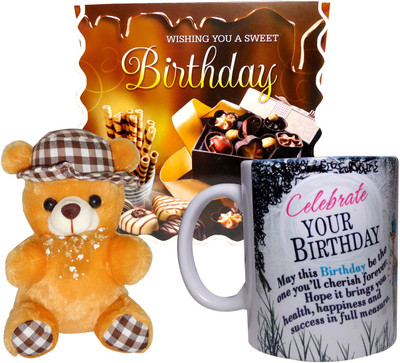 Siddhi Gifts Gift For Girls - Birthday Greeting Card and Cute Soft Teddy With Birthday Coffee Mug(Set of 1)