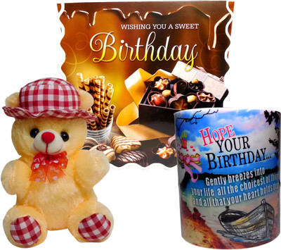 

Siddhi Gifts birthday gifts for wife - Birthday Greeting Card and Cute Soft Teddy With Coffee Mug(Set of 1)