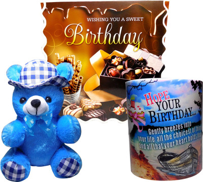 

Siddhi Gifts birthday gifts for men - Birthday Greeting Card, Soft Hat Teddy With Coffee Mug(Set of 1)