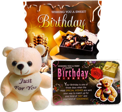 

Siddhi Gifts gift for girlfriend - Birthday Greeting Card and Cute Soft Teddy With Birthday Quotation(Set of 1)