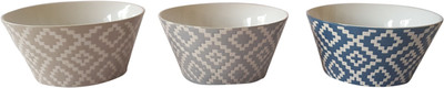 botle buhle Stoneware Bowl Set(Grey, Blue, Beige, Pack of 3)