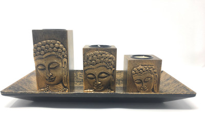 

Scrafts Polyresin Tealight Holder Set(Gold, Pack of 1)