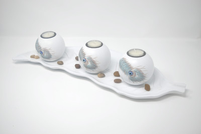

Scrafts Polyresin 3 - Cup Tealight Holder Set(White, Pack of 1)