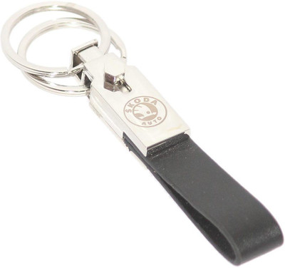 

Aura Imported Double Ring Skoda Auto Locking Key Chain(Black, Silver)