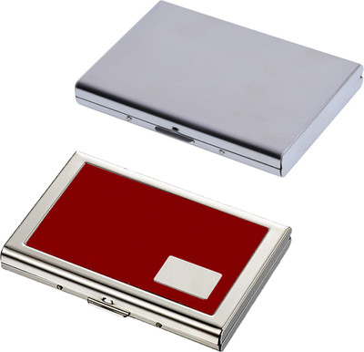 

Stealodeal Silver and Red Metal Waterproof Business Atm 6 Card Holder(Set of 2, Silver, Red)