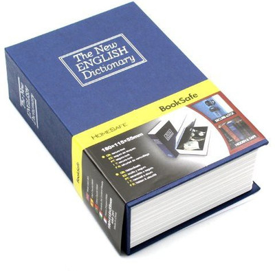 GeekGoodies Dictionary Small Book Iron Money Piggy Key Lock Coin Bank(Black, Blue)