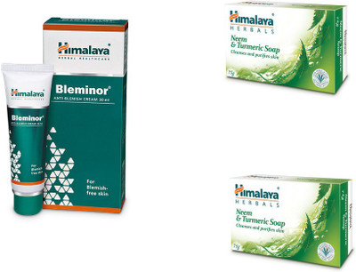 

Himalaya Neem & Turmeric Soap, Bleminor Anti Blemish Cream, Neem & Turmeric Soap(Set of 3)