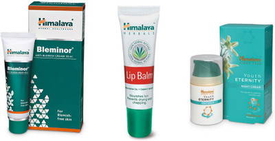 

Himalaya Bleminor Anti Blemish Cream, Youth Eternity Night Cream, Lip Balm(Set of 3)