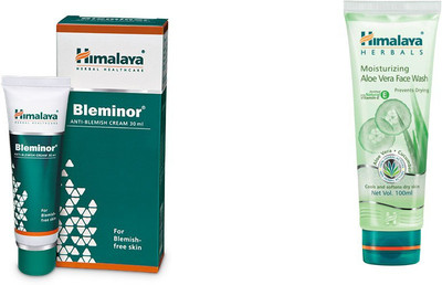 

Himalaya Bleminor Anti Blemish Cream, Moisturizing Aloe Vera Face Wash(Set of 2)