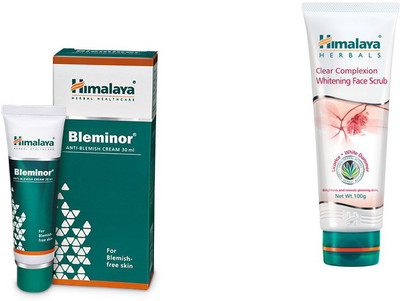 

Himalaya Bleminor Anti Blemish Cream, Clear Complexion Whitening Face Scrub(Set of 2)