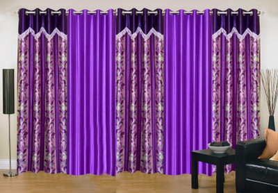 

Ville Style 275 cm (9 ft) Polyester Long Door Curtain (Pack Of 5)(Abstract, Purple)