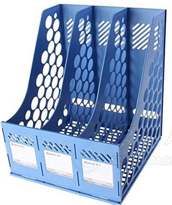 Divinext 3 Compartments Plastic Office Home Desktop(Blue)