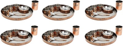 TALUKA Pack of 28 Copper Copper Steel Dinner Thali Set , Set of 6 Dinner set in 28 Piece Dinner Set(Brown)