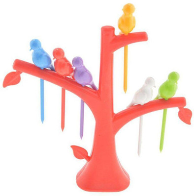 

Meenamart Tree and Birds Plastic Fruit Fork Set(Pack of 6)