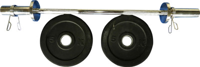 

Royal 5 kg 2 pc Low Cost Rubber 55mm Plates with 3 ft Olympic Straight ROD Black Bar & Plate Combo(12 kg)