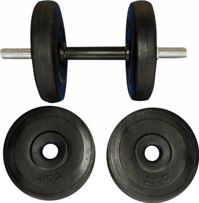 

Royal 2 kg 4 PVC Plates with 14 inch Black Grip Handle Black Weight Plate(9 kg)