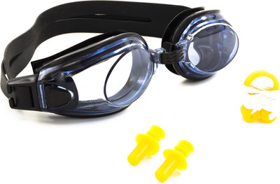 

Hrinkar Adjustable Eye Protection Swimming Goggles With Ear Plugs & Nose Clip - HSWG003 Swimming Goggles(Black)