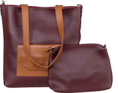 

peaubella Shoulder Bag(Maroon, Tan)