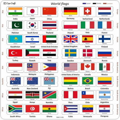

Cryo Craft World Flag Puzzle Board, 48 countries puzzle pieces with tray(Multicolor)