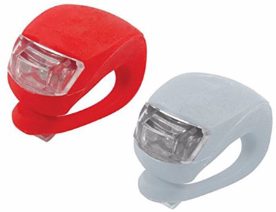 

FurMito Bicycle Flexible Waterproof 2 Silicone LED Front Rear Light Combo(Red, White), Red and white