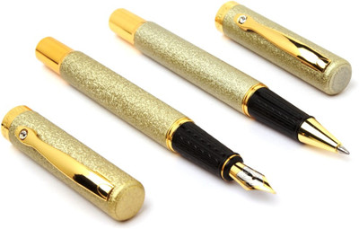 Ledos (PACK OF 2) ROYAL Jewel Designer Fountain Pen With Golden New Pen Gift Set(Pack of 2, Ink Color - converter mechanism)