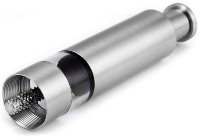 

Skywalk Stylish And Sleek Mini Rock Salt or Pepper Mill With Thumb Grinder For Your Kitchen Stainless Steel Squeeze Mill(Silver, Pack of 1)