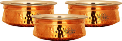 

Taluka Handmade Copper Serving Handi 1 L(Copper, Non-stick, Induction Bottom), Brown