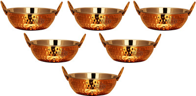 

Taluka Copper Stainless Steel Serving Kadai Kadhai 400 ML Each Bowl Wok Serving Dishes Restaurant Hotel Home Kadhai 6 cm(Copper, Non-stick, Induction Bottom), Brown