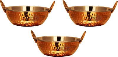 TALUKA Copper Stainless Steel Serving Kadai Kadhai 400 ML Each Bowl Wok Serving Dishes Restaurant Hotel Home Kadhai 6 cm diameter 1.2 L capacity(Copper, Non-stick, Induction Bottom)