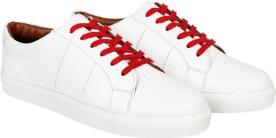 

Zupero Men's The Royale Ryder Red Laces Stylish White Leather Sneakers For Men(White, Red