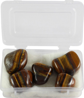 

estore 5 pcs 100% natural tiger eye tumble stone crystal healing gemstone for remove evils and for protection and power Decorative Showpiece - 2 cm(Stoneware, Brown)