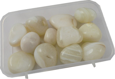 

estore 200 gm 100% Natural white onyx Tumble Stone Crystal Healing Gemstone for remove stress,confusion or grief, for balancing. Decorative Showpiece - 2 cm(Stoneware, White)